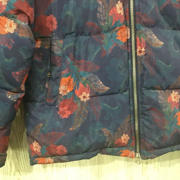 Sundance Kimmy Blue Floral Polyester Fiberfill Double Zip Puffer Jacket Small - Picture 4 of 9